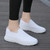 Women's white flyknit pattern texture stretch entry slip on shoe sneaker 03 Women's white flyknit pattern texture stretch entry slip on shoe sneaker 03