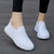 Women's white flyknit pattern texture stretch entry slip on shoe sneaker 07 Women's white flyknit pattern texture stretch entry slip on shoe sneaker 07