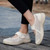 Women's beige hollow out low cut velcro slip on shoe sneaker 07