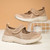 Women's khaki hollow out low cut velcro slip on shoe sneaker 07