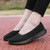 Women's black flyknit low cut plain hollow slip on shoe sneaker 04