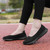 Women's black flyknit low cut plain hollow slip on shoe sneaker 07