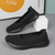Women's black flyknit low cut plain hollow slip on shoe sneaker 09