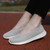 Women's grey flyknit low cut plain hollow slip on shoe sneaker 03