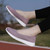 Women's purple flyknit low cut plain hollow slip on shoe sneaker 04