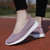 Women's purple flyknit low cut plain hollow slip on shoe sneaker 08