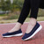 Women's navy flyknit low cut hollow lace slip on shoe sneaker 02