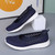 Women's navy flyknit low cut hollow lace slip on shoe sneaker 09