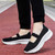 Women's black flyknit low cut pattern accents slip on shoe sneaker 07