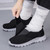 Women's black wide velcro casual plain slip on shoe sneaker 0