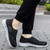 Women's black wide velcro casual plain slip on shoe sneaker 03