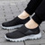 Women's black wide velcro casual plain slip on shoe sneaker 04