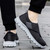 Women's black wide velcro casual plain slip on shoe sneaker 07