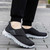 Women's black wide velcro casual plain slip on shoe sneaker 09