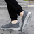 Women's grey wide velcro casual plain slip on shoe sneaker 06