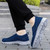Women's navy wide velcro casual plain slip on shoe sneaker 08