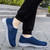 Women's navy wide velcro casual plain slip on shoe sneaker 06