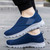 Women's navy wide velcro casual plain slip on shoe sneaker 03