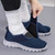 Women's navy wide velcro casual plain slip on shoe sneaker 09