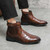 Men's brown retro croc pattern side zip buckle strap slip on shoe boot 08