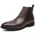 Men's brown retro wingtip brogue point toe slip on shoe boot 01