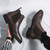 Men's brown retro wingtip brogue point toe slip on shoe boot 02