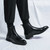 Men's black patent cap point toe stretch entry slip on shoe boot 08