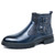 Men's blue retro buckle accents side zip slip on shoe boot 01
