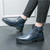 Men's blue retro buckle accents side zip slip on shoe boot 09