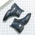Men's blue retro buckle accents side zip slip on shoe boot 10