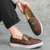 Men's brown weave pattern accents tassel slip on shoe loafer 05