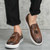 Men's brown weave pattern accents tassel slip on shoe loafer 06