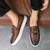 Men's brown weave pattern accents tassel slip on shoe loafer 02