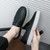 Men's black weave pattern accents penny slip on shoe loafer 06