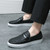 Men's black weave pattern accents penny slip on shoe loafer 02