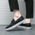Men's black weave pattern accents penny slip on shoe loafer 07