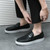 Men's black weave pattern accents penny slip on shoe loafer 08