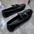 Men's black retro wingtip brogue tassel slip on shoe loafer 09