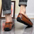 Men's brown retro wingtip brogue tassel slip on shoe loafer 04