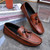Men's brown retro wingtip brogue tassel slip on shoe loafer 09