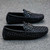 Men's black check pattern accents metal buckle slip on shoe loafer 08