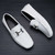 Men's white check pattern accents metal buckle slip on shoe loafer 07