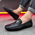 Men's black snake skin pattern metal buckle slip on shoe loafer 03