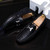 Men's black snake skin pattern metal buckle slip on shoe loafer 05