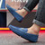 Men's blue snake skin pattern metal buckle slip on shoe loafer 02