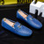 Men's blue snake skin pattern metal buckle slip on shoe loafer 07