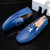 Men's blue snake skin pattern metal buckle slip on shoe loafer 08
