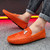 Men's orange snake skin pattern metal buckle slip on shoe loafer 03