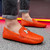 Men's orange snake skin pattern metal buckle slip on shoe loafer 04