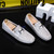 Men's white snake skin pattern metal buckle slip on shoe loafer 08